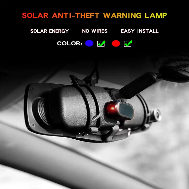 LED Solar-Powered Anti-Theft Warning Light for Vehicles - Enhanced Security System with Blinking Alert